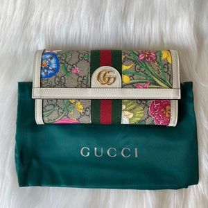 Gucci GG Signature Flora long fold over wallet
